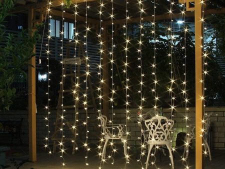 Salcar Cortina de luces LED, 9*3m LED cadena, impermeable 900 LED tira para sala de estar, jardín, terraza, fondo de TV, patio, etc. - Blanco cálido Reacondicionado Hot on Sale