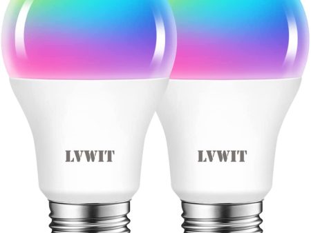 LVWit Bombillas LED Inteligentes WiFi Regulable 10W 1055Lm, Lámpara E27 Multicolor Bombilla, Alexa, Google Home Assistant y App Smart Life Tuya, A60 Equivalente a 80W RGB, 2 Pcs Reacondicionado Online now