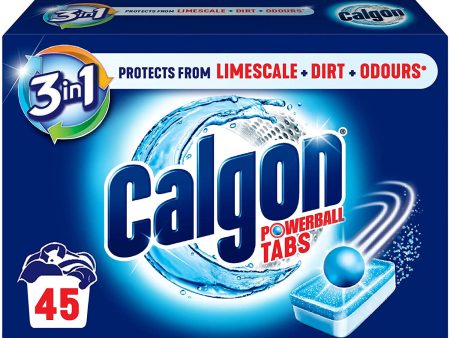 Limpiador y suavizante de agua para lavadora 3 en 1 Calgon, 45 tabletas, paquete de 1 Embalaje Deteriorado Online Sale